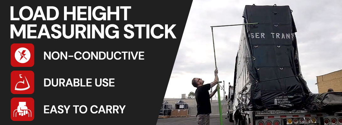Load height measuring stick for trucks and oversize loads