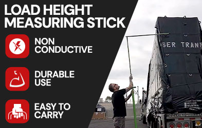 Load height measuring stick for trucks and oversize loads