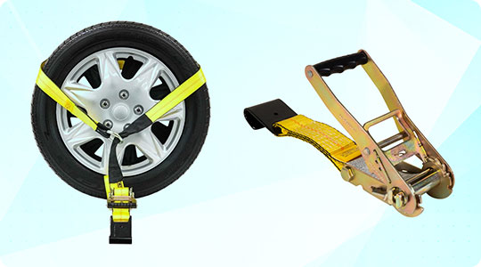 2"x10' Side Mount Wheel Strap with Ratchet & Flat Hook