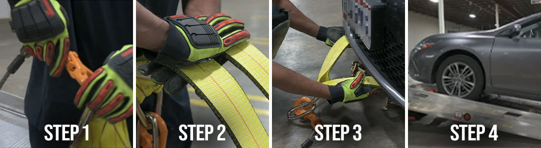 Steps to use a V bridle tow strap for towing a vehicle
