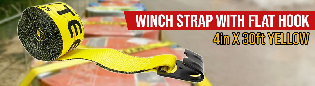 Yellow Winch Strap With Flat Hook