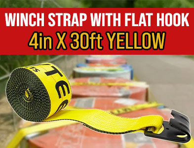 Yellow Winch Strap With Flat Hook