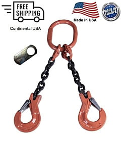 Chain Sling G100 2-Leg Clevis Sling Hook w/ Latch