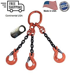 Chain Sling G100 3-Leg Clevis Sling Hook w/ Latch
